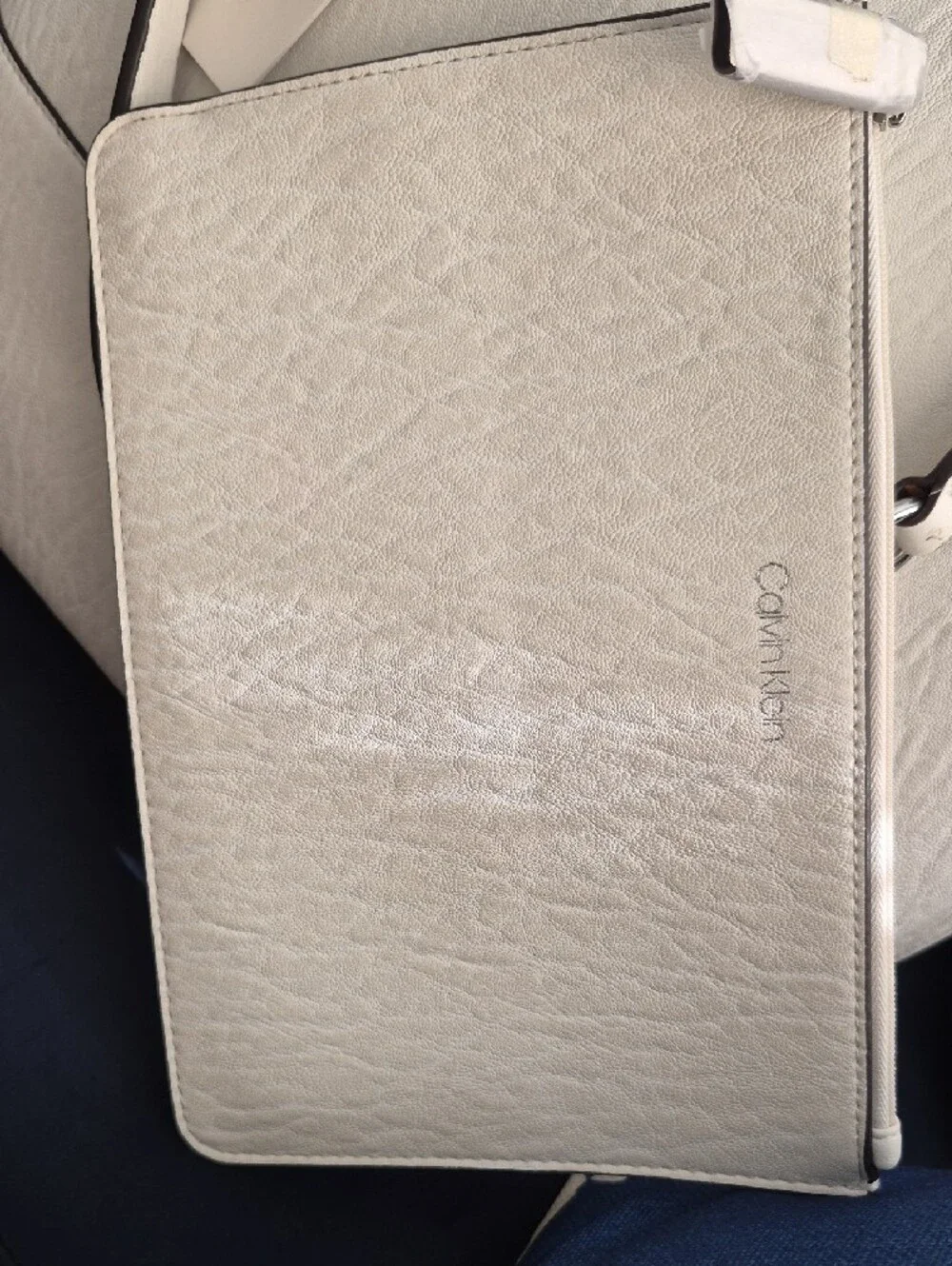 Calvin Klein Cream Tote Bag with Silver Hardware